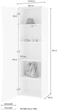 Garderobenschrank >Arona< in Weiß Hochglanz - 63x187.2x40cm (BxHxT)