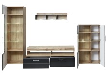 Wohnwand >Sidonia< in Eiche Altholz - 340x208x52cm (BxHxT)