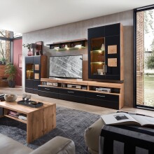 Wohnwand >Sidonia< in Eiche Altholz - 330x208x52cm...