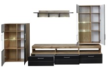 Wohnwand >Sidonia< in Eiche Altholz - 330x208x52cm (BxHxT)