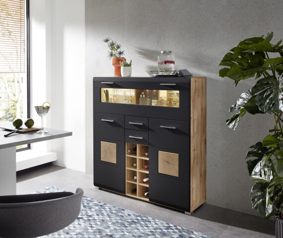 Barschrank >Sidonia< in Eiche Altholz - 120x128x37cm (BxHxT)