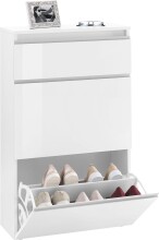 Schuhschrank >Magione< in Weiß Hochglanz -...