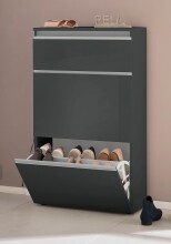 Schuhschrank >Magione< in Anthrazit Hochglanz - 60x108x26.5cm (BxHxT)