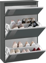 Schuhschrank >Magione< in Anthrazit Hochglanz - 60x108x26.5cm (BxHxT)
