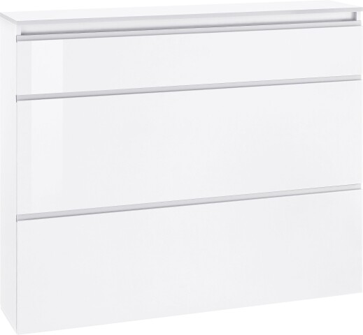 Schuhschrank >Magione< in Weiß Hochglanz - 121x108x26.5cm (BxHxT)