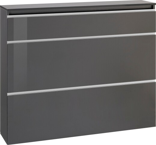 Schuhschrank >Magione< in Anthrazit Hochglanz - 120x108x26.5cm (BxHxT)