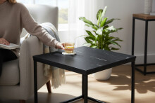 Beistelltisch >Samy< (B/H/T: 60x46x60 cm) in schwarzer Marmor, schwarz