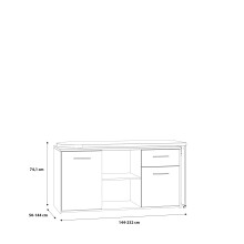 Beistellschrank >Alwernia< in Sonoma-Eiche - 144x74.1x50cm (BxHxT)