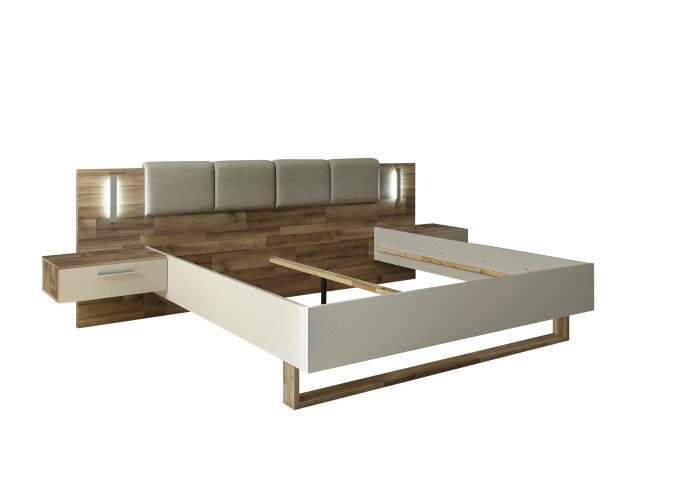 Bett >Carlynn< in Champagner - 306x100x208.2cm (BxHxT)