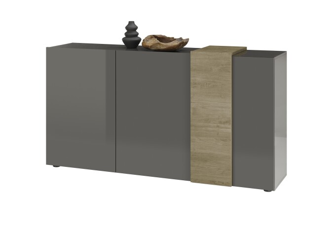 Highboard >POSITANO< (B/H/T: 181x94x44 cm) in dunkelgrau - 181x94x44 (BxHxT)