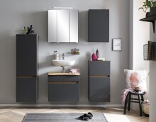 Waschbeckenunterschrank >Villach< (B/H/T: 40x79x35 cm) in matt grau aus MDF