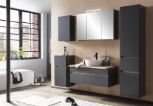 Seitenschrank >Villach< (B/H/T: 40x180x35 cm) in matt grau - 40x180x35 (BxHxT)