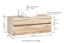 Waschtisch-Set >Villach< (B/H/T: 100x41x47 cm) in matt grau - 100x41x47 (BxHxT)