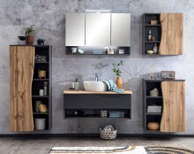 Hängeschrank >Kaprun< (B/H/T: 60x64x20 cm) in graphit aus MDF - 60x64x20 (BxHxT)