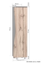 Midischrank >Kaprun< (B/H/T: 37x130x35 cm) in wotaneiche - 37x130x35 (BxHxT)