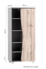 Midischrank >Kaprun< (B/H/T: 60x130x35 cm) in graphit - 60x130x35 (BxHxT)