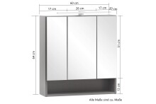 Badezimmerspiegelschrank >Kaprun< (B/H/T: 60x64x20 cm) in graphit