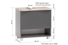 Waschtisch-Set >Kaprun< (B/H/T: 61x55x47 cm) in graphit - 61x55x47 (BxHxT)