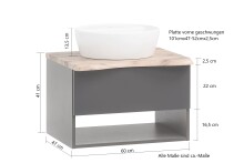 Waschtisch-Set >Kaprun< (B/H/T: 61x200x47 cm) in wotaneiche - 61x200x47 (BxHxT)