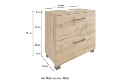 Waschbeckenunterschrank >Manchester< (B/H/T: 60x55x35 cm) in wotaneiche aus MDF