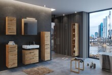 Waschbeckenunterschrank >Manchester< (B/H/T: 60x55x35 cm) in wotaneiche aus MDF