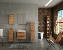 Seitenschrank >Manchester< (B/H/T: 25x180x33 cm) in wotaneiche aus MDF