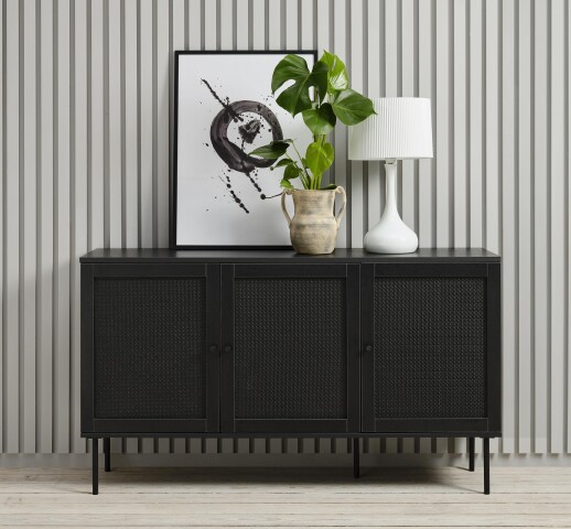 Sideboard >PENSACOLA< (B/H/T: 140x80x40 cm) in schwarz - 140x80x40 (BxHxT)