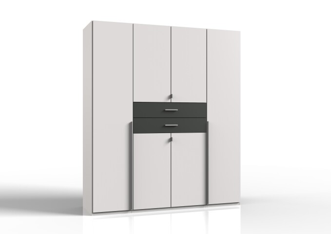 Kleiderschrank >Denver< (B/H/T: 180x208x58 cm) in Weiß - 180x208x58cm (BxHxT)
