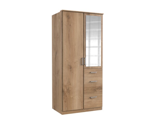 Kleiderschrank >Click< (B/H/T: 90x198x58 cm) in Plankeneiche-Nachbildung