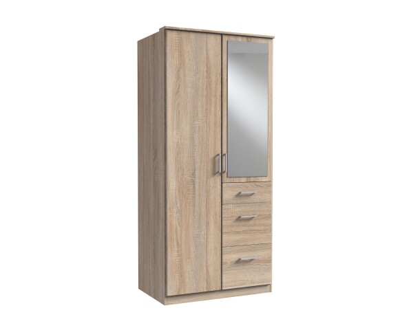 Kleiderschrank >Click< (B/H/T: 90x198x58 cm) in Eiche-Sägerau-Nachbildung