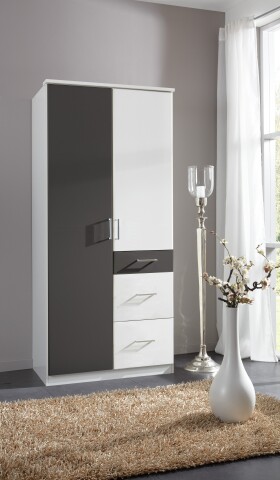 Kleiderschrank >Click< (B/H/T: 90x198x58 cm) in Weiß - 90x198x58cm (BxHxT)