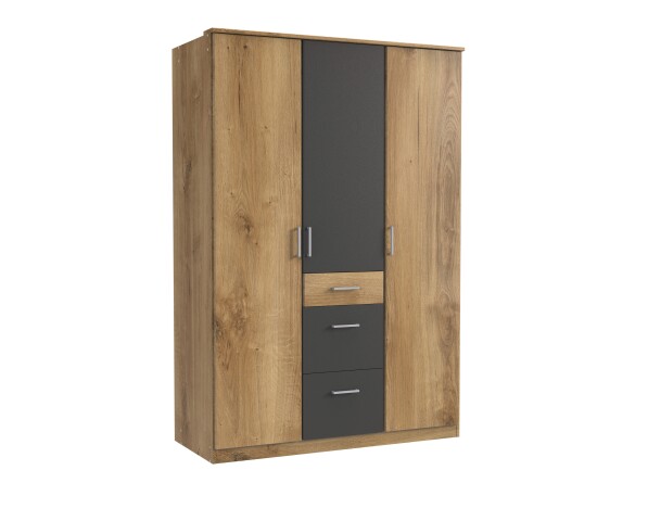 Kleiderschrank >Click< (B/H/T: 135x198x58 cm) in Plankeneiche-Nachbildung