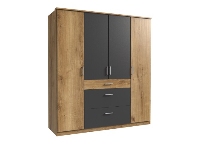 Kleiderschrank >Click< (B/H/T: 180x198x58 cm) in Plankeneiche-Nachbildung