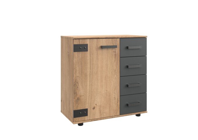 Kommode >Malmö< (B/H/T: 81x83x41 cm) in Plankeneiche-Nachbildung