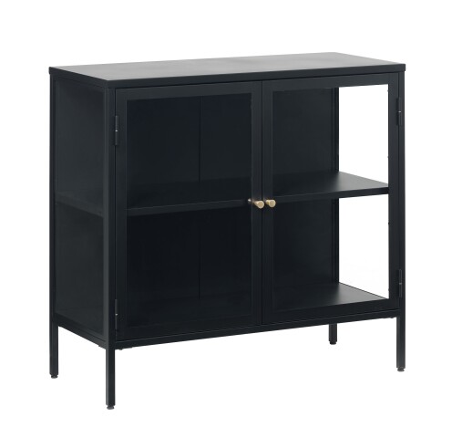 Vitrine >CARMEL< (B/H/T: 90x85x40 cm) in Metall Schwarz Lackiert