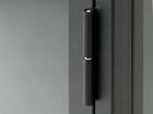 Vitrine >CARMEL< (B/H/T: 90x190x40 cm) in Metall Schwarz Lackiert