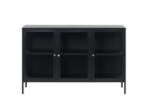 Vitrine >CARMEL< (B/H/T: 132x85x40 cm) in Metall Schwarz Lackiert