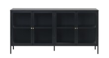 Vitrine >CARMEL< (B/H/T: 170x85x40 cm) in Metall Schwarz Lackiert