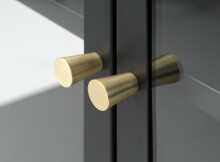 Vitrine >CARMEL< (B/H/T: 110x140x40 cm) in Metall Schwarz Lackiert
