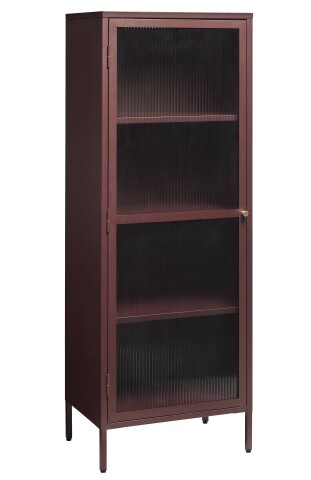 Vitrine >BRONCO< (B/H/T: 58x160x40 cm) in rot aus Metall - 58x160x40cm (BxHxT)