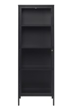 Vitrine >CARMEL< (B/H/T: 57x160x40 cm) in schwarz aus Metall - 57x160x40 (BxHxT)