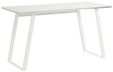 Schreibtisch >9525< (B/H/T: 140x76x51 cm) in Metall weiß - Weißglas
