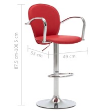Barhocker >Jetzendorf-I< (B/H/T: 49x108x53 cm) in Rot - 49x108x53cm (BxHxT)