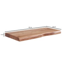 Wandregal >Gmünd< (B/H/T: 40x4x26 cm) in Akazie aus Massivholz - 40x4x26 (BxHxT)