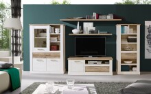 Highboard >Duro< (BxHxT: 109,8x160,3x41,5 cm) Pinia Weiss mit Eiche Antik