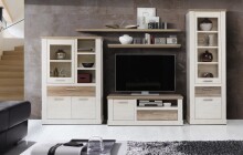 Highboard >Duro< (BxHxT: 109,8x160,3x41,5 cm) Pinia Weiss mit Eiche Antik
