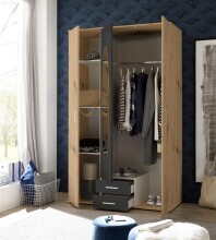 Kleiderschrank >Kassel< (BxHxT: 120x195x55 cm) in Artisan Eiche / Graphit