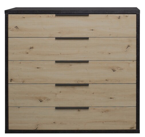 Kommode >Clyde< (BxHxT: 122x110x45 cm) in flamed wood black / asteiche