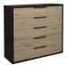 Kommode >Clyde< (BxHxT: 122x110x45 cm) in flamed wood black / asteiche