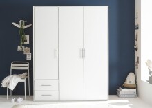 Kleiderschrank >Valencia< (BxHxT: 155x195x60 cm) in Weiß - 155x195x60cm (BxHxT)